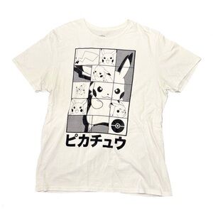 Official Anime Pokémon Pikachu White & Black Graphic Tee